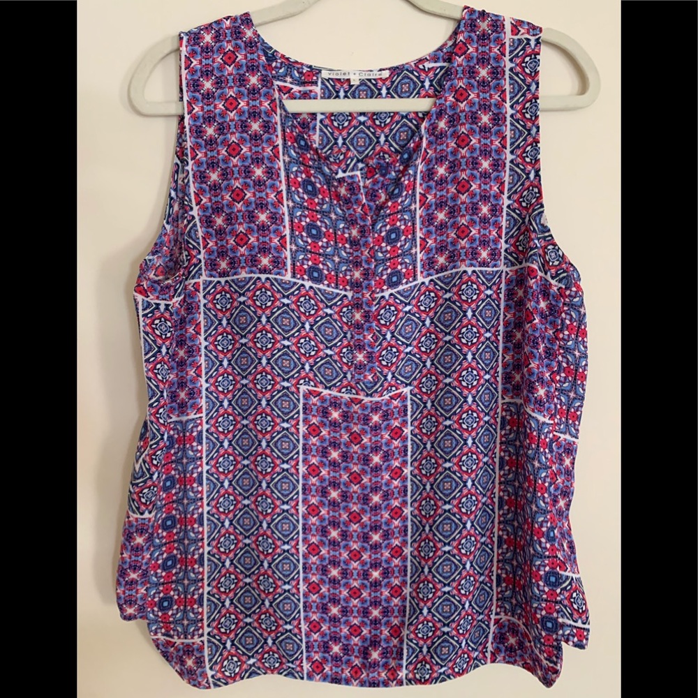 Violet & Claire rayon printed tank, size L, EUC